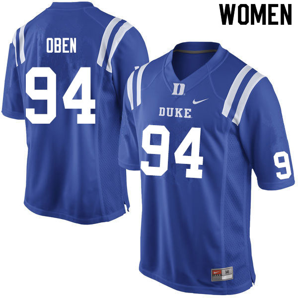 Women #94 R.J. Oben Duke Blue Devils College Football Jerseys Sale-Blue - Click Image to Close